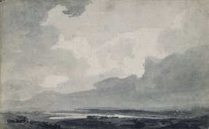 ムーアランドビュー、c.1800（紙に灰色のウォッシュ） 作： Thomas Girtin